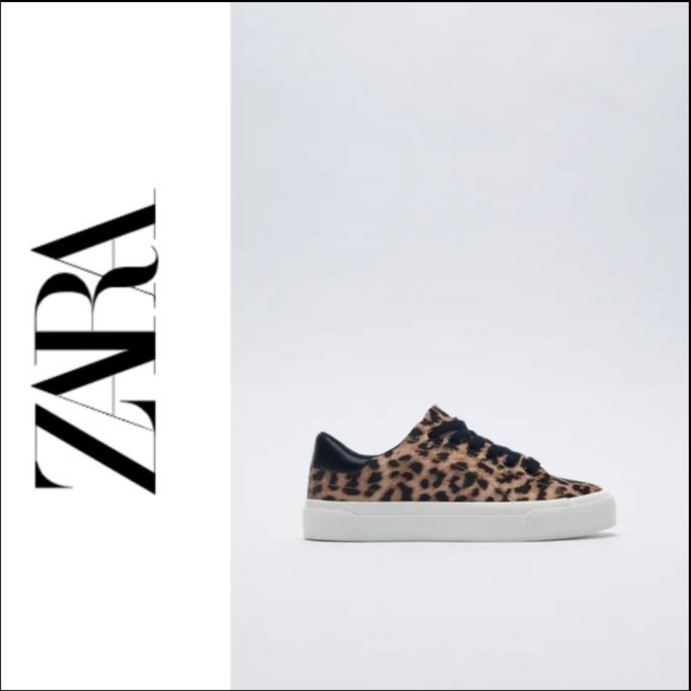ZARA Leopard Print Sneakers 6.5 Like New! - Picture 3 of 15